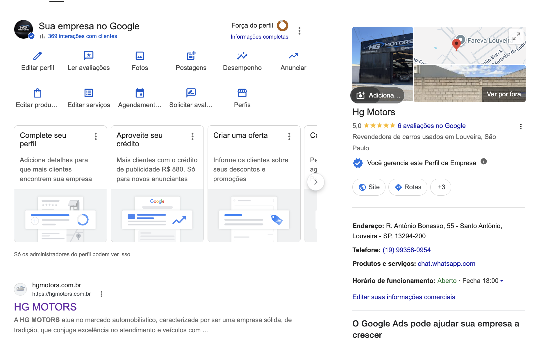 HG Motors no Google